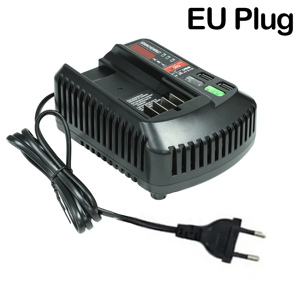 

Для литий-ионного аккумулятора Craftsman 18 В 20 В Быстрое зарядное устройство с Craftsman 20 В Max V20 CMCB100 CMCB102 CMCB104 CMCB124 с двойным USB-портом Перезаряжаемый электроинструмент 100 В/240 В вилка ЕС/Австрал