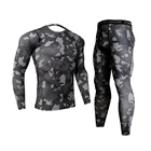 Термобелье мужское камуфляжное, рубашка для фитнеса, леггинсы, комплект из 2 предметов