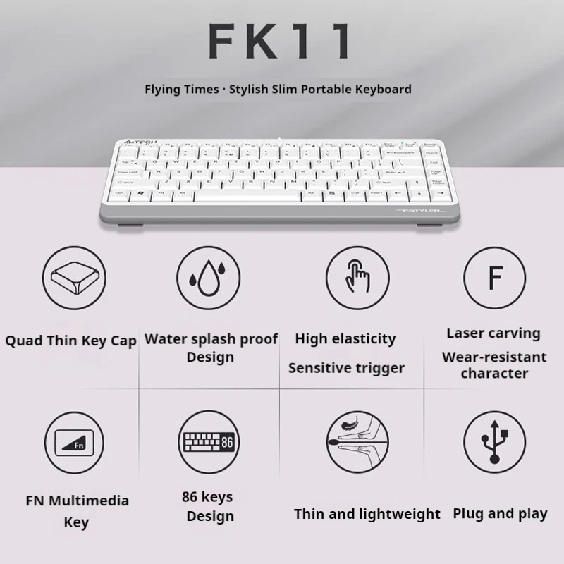 Shuangfeiyan Fk11usb Проводная мини-клавиатура для настольного компьютера офиса с защитой