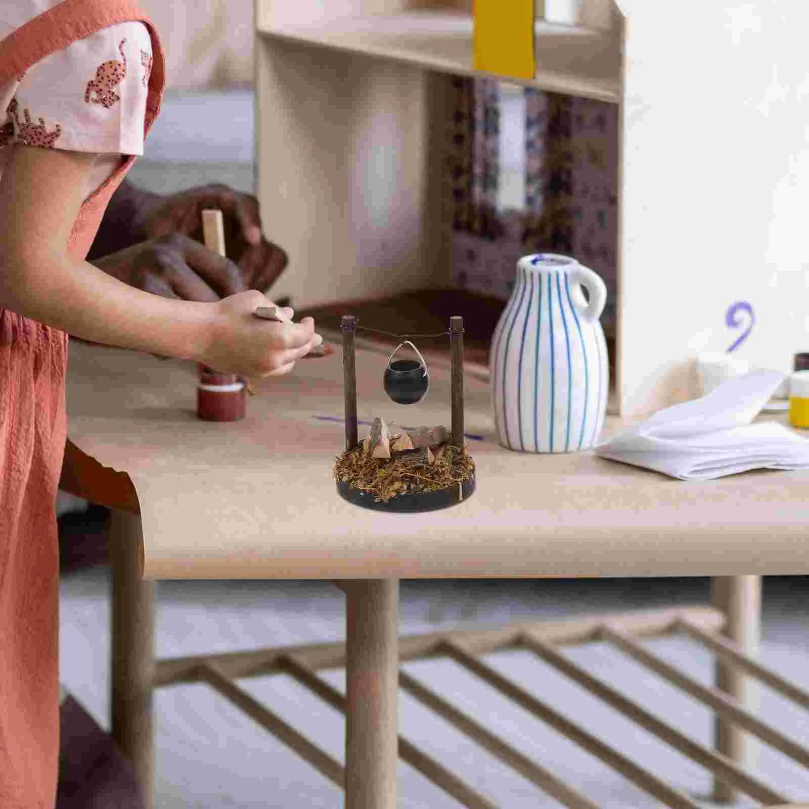 Статуя Детский Кукольный Дом Мебель Мини Домик Деревянная Интересная