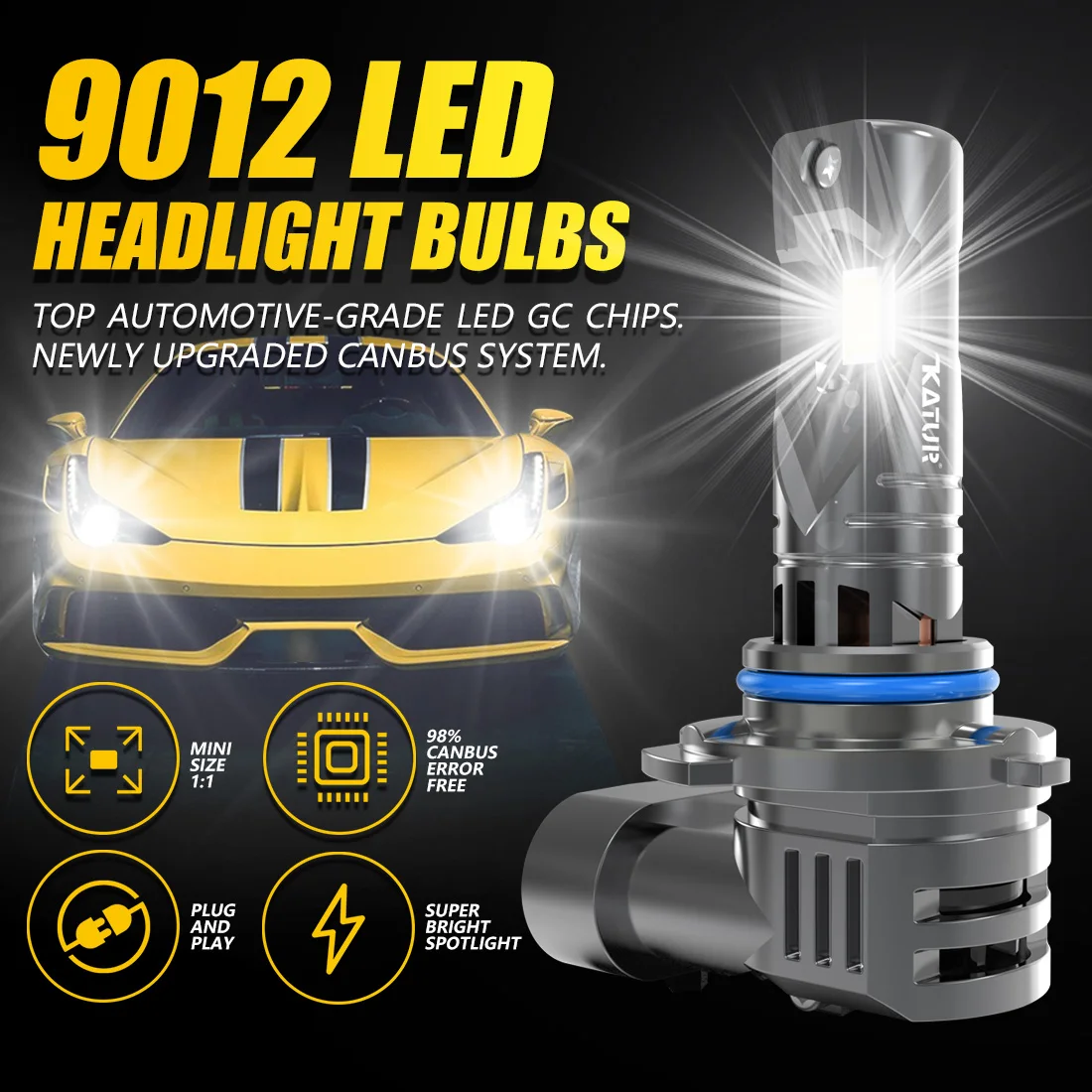 2x 9012 HIR2 светодиодная лампа для фар автомобиля высокой мощности 20000LM 6000K белая фара