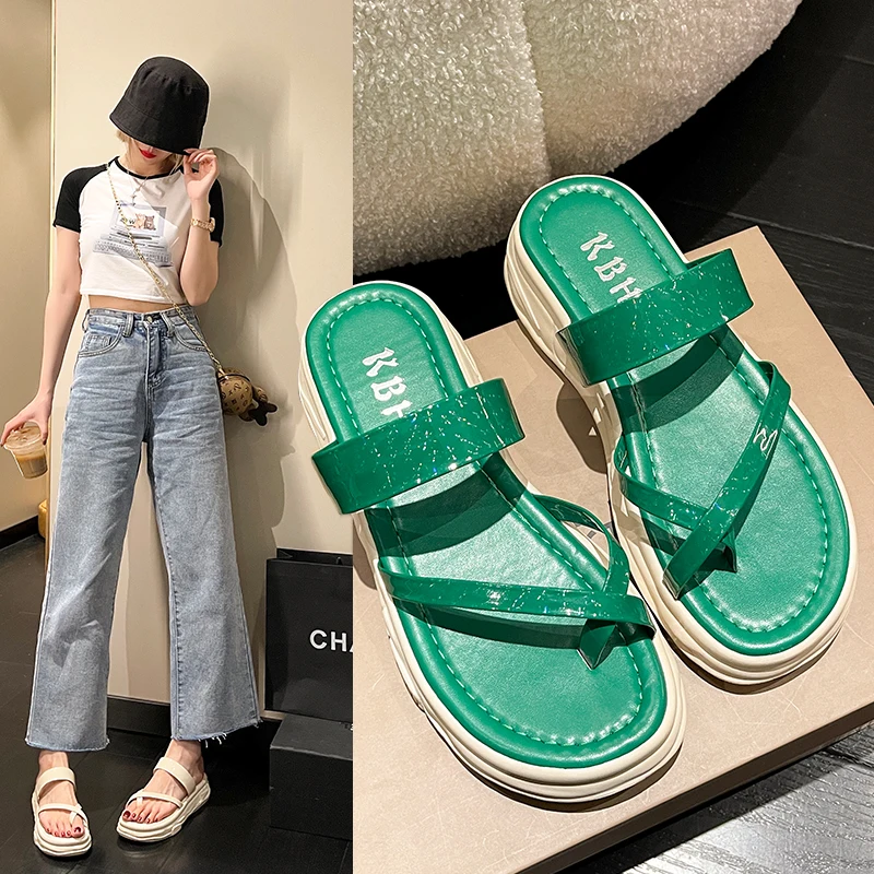 

Med Shoes Slippers Casual Summer Clogs Woman Platform Pantofle Lady Rubber Flip Flops Slides Luxury Beach 2022 Girl Hawaiian
