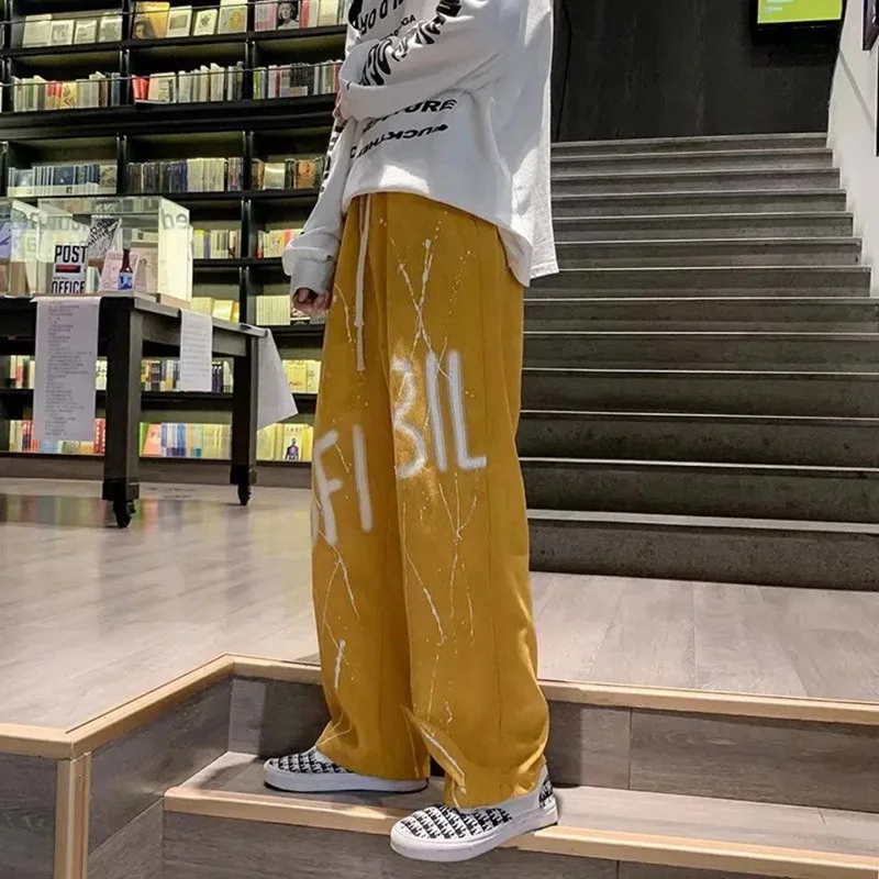 New Streetwear Harajuku Black Pants Men Oversized Corduroy Wide Leg Pants Korean Style High Waist Hip-Hop Y2k Harajuku Trousers