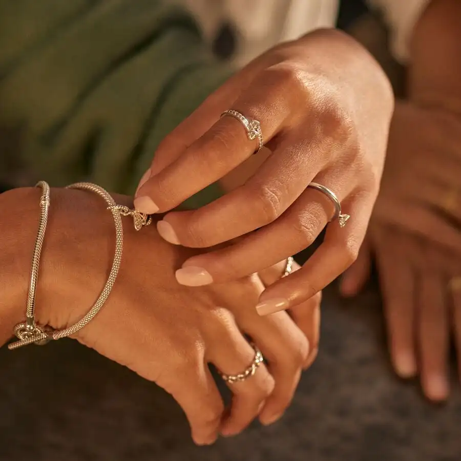 Pandora-Deux Coeurs de Rotterdam pour Femme, Bague Couple Keepplex, Bijoux Fantaisie, Argent S925, Doux et Romantique, Cadeau Original