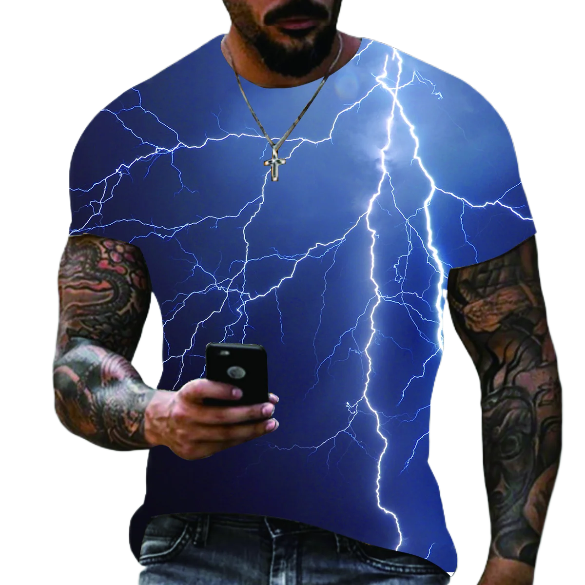 2022 Summer New Men's Oversized T-Shirt Casual Lightning Cool 3D Digital Printed T Shirts for Men Short Sleeve Tee Free Shipping