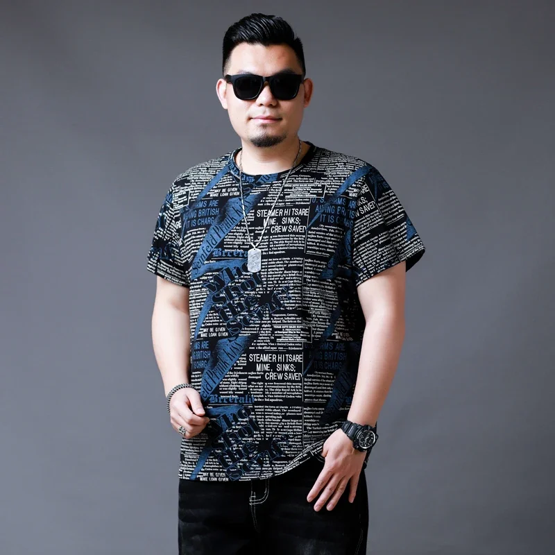 Футболки 9XL 10XL Мужские футболки большого размера с белым узором Футболка 6XL 7XL 8XL