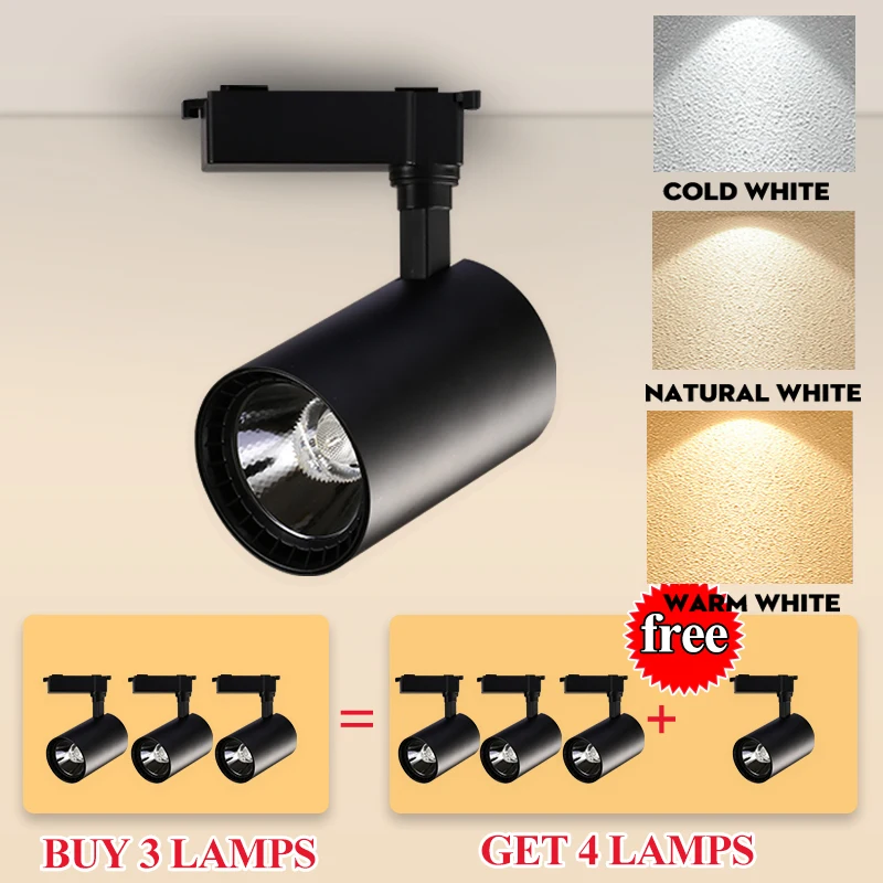 

Светодиодный трековый светильник, весь комплект, 220 В,трековые светильники, система рельсового освещения, трековый светильник потолочный, 20/30/40 Вт, COB, потолочная трековая лампа для магазина одежды, гостиной,