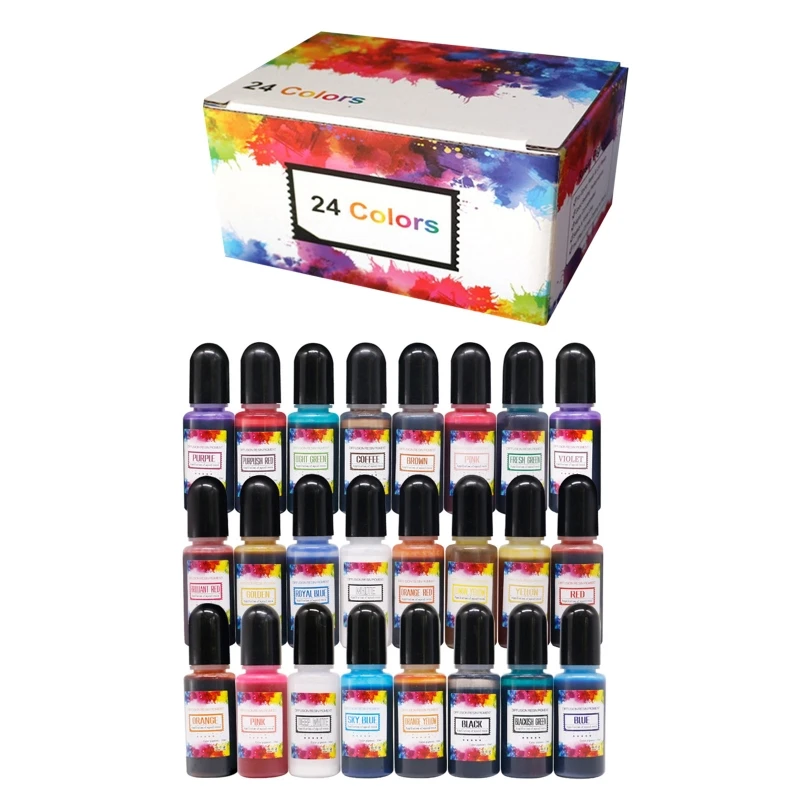 

24 Color Non-Toxic for Resin Jewelry Making UV Resin Dye Concentrated Resin Pigment Liquid for Art 0.35oz/10ml Each