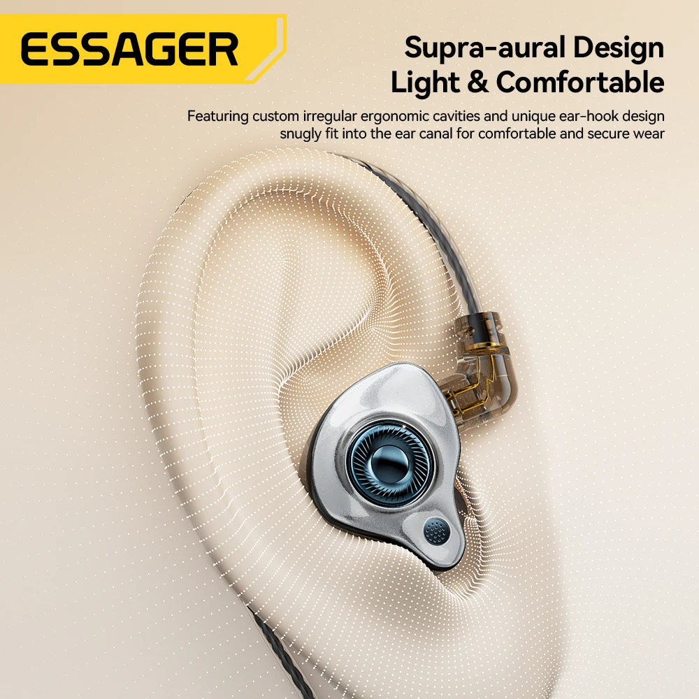 Фото Essager USB Type C 3,5 мм игровые проводные наушники-вкладыши Hi-Fi наушники бас стерео игровая музыка беруши гарнитура с шумоподавлением №4