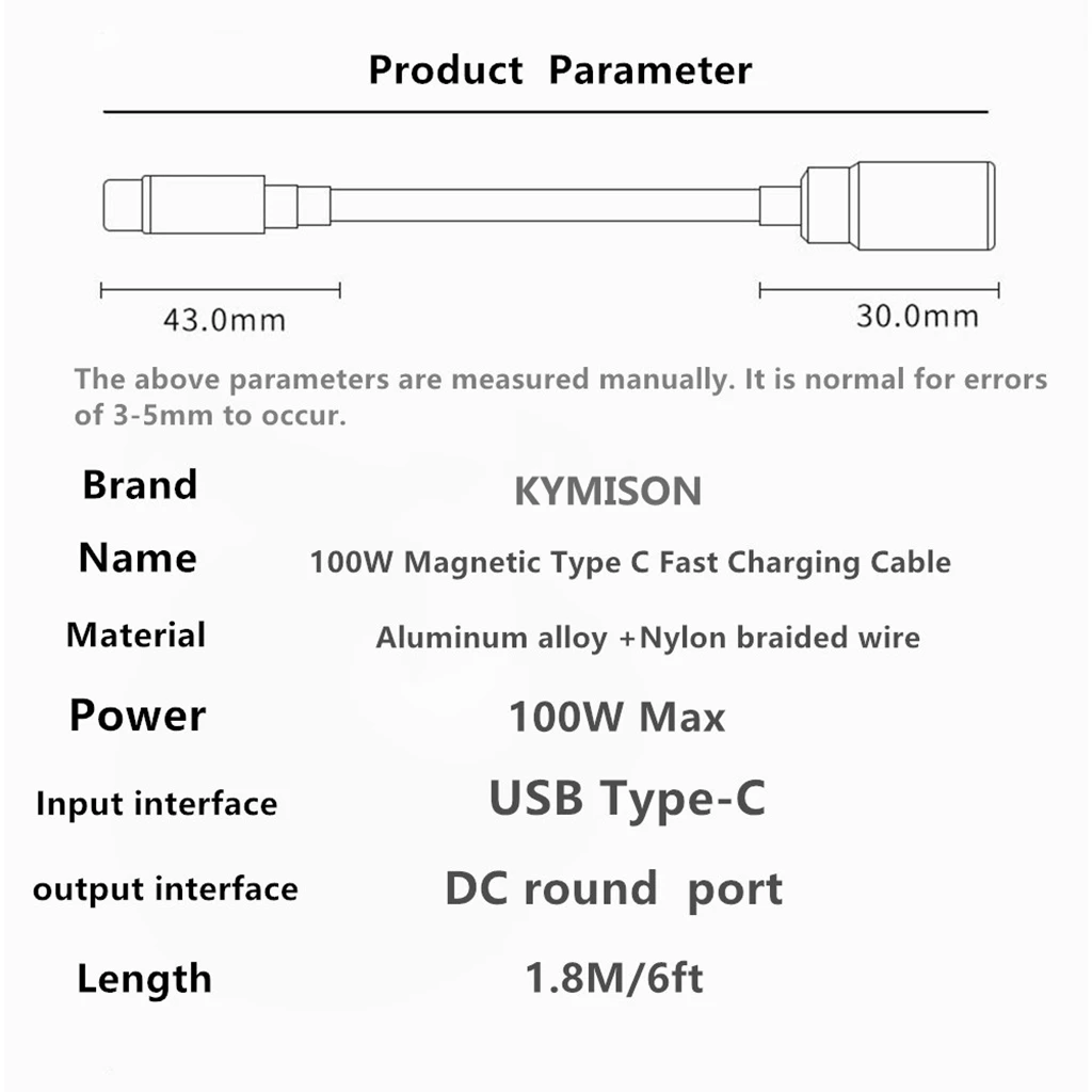 Магнитный кабель USB Type-C на постоянный ток 100 Вт питания для Lenovo ThinkPad ideapad ноутбуков