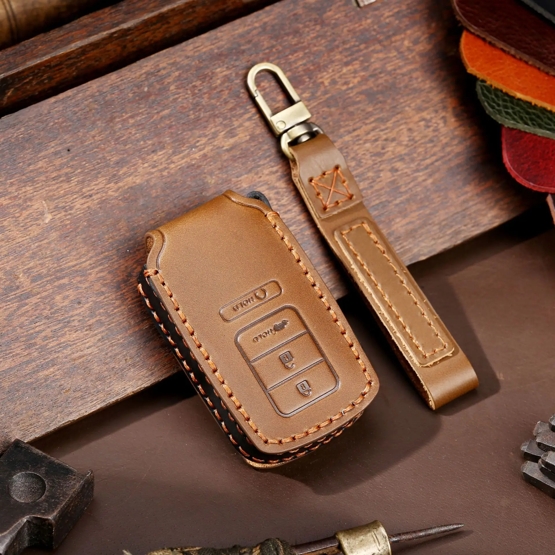 

Luxury Leather Car Key Case Cover Fob Auto Accessories Keychain Holder Bag Shell Protector for Acura MDX CDX RDX TLX