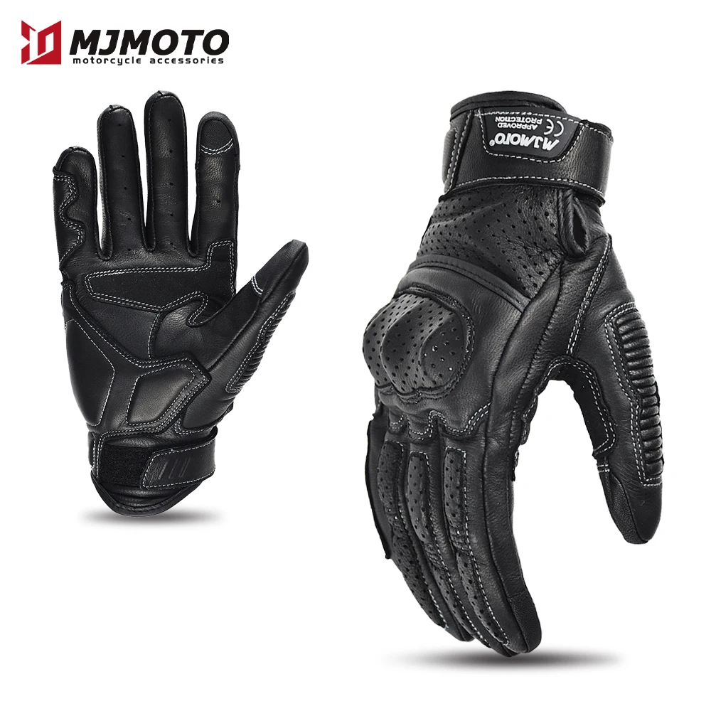 Мужские мотоциклетные перчатки в стиле ретро MJMOTO черные для мотокросса