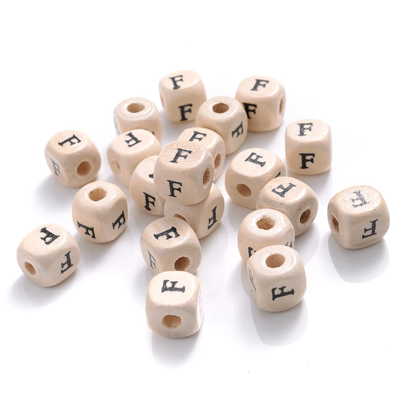 20Pcs 10mm Wooden Letter Alphabet Beads Loose Spacer Beads For Handmade Pacifier Clips Name Jewelry Making Accessories images - 6