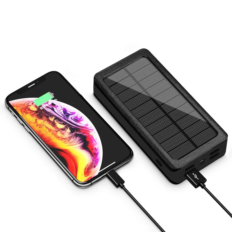 private model 30000mah solar power bank with 32 emergency flash lights mobile phone power bank 4 outputs and dual inputs free global shipping
