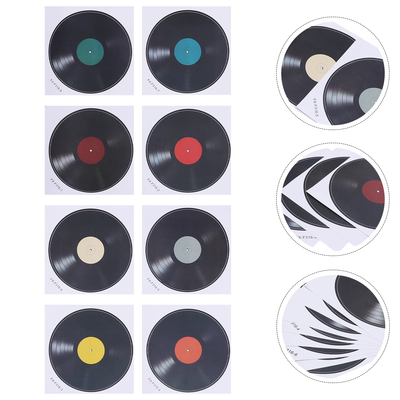

24pcs Record Wall Sticker Cafe and Bar Wall Vinyl Record Decals Music Party Decoration