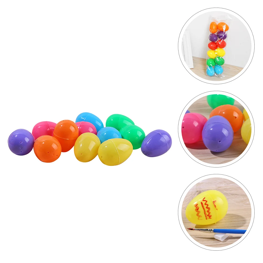 

24 PCS Imitation Eggs Party Favor Ornament Plastic Containers Hamper Painting DIY