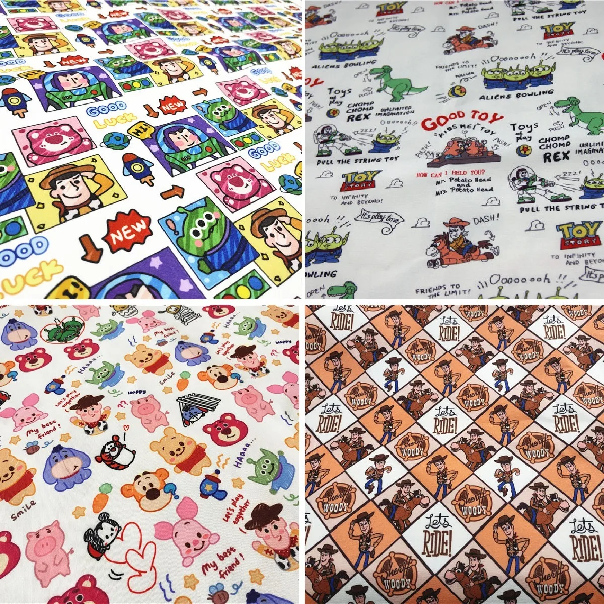 50*140 Disney Toy Story Woody Lotso  Alien Polyester Canvas Fabric Patchwork Textile Tissue Home Clothing Diy Sew Dress Material