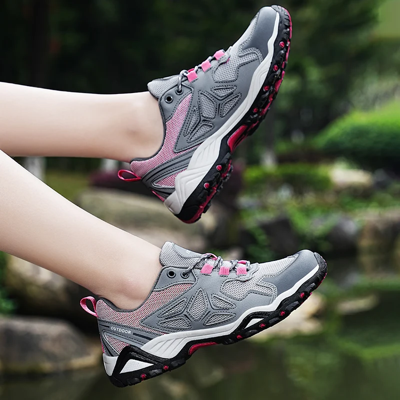 Summer Non-slip Hiking Shoes Men Women Breathable Mens Walking Sneakers Comfortable Climbing Sports Shoes Women Large Size 36-46