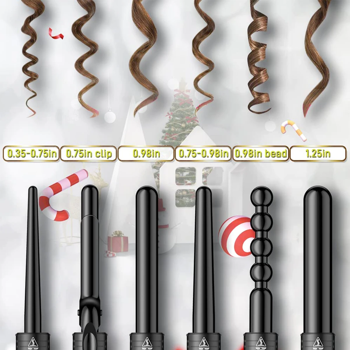 

Щипцы для завивки 6 в 1, керамическая плойка с индикатором температуры и настройкой температуры, Сменная трубка для волос