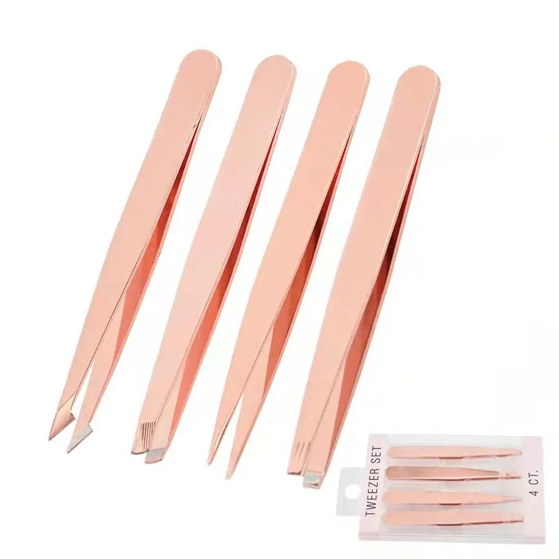 

4Pcs/Set Eyelash Extension Tools Beauty Tweezers Stainless Steel Manicure Pedicure Kits Eyelash Extension Tweezers