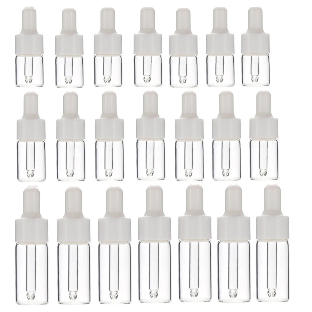 

60/120pcs 1ml 2ml 3ml Dropper Bottles White Black Lid Glass Vials With Pipette Essential Oil Bottle Cosmetic Perfume Packing