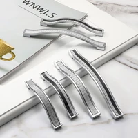 sand silver crystal glass patch drawer knobs aluminum alloy kitchen cabinet door handles furniture handle hardware