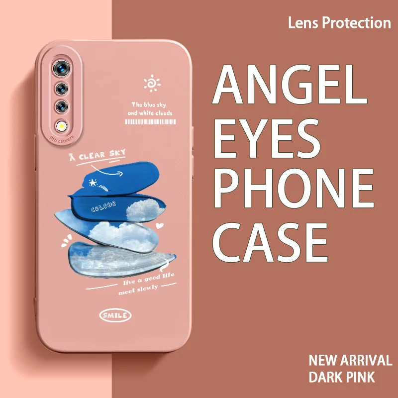 

Case for vivo S1 Y7S Z1x S1 Prime S1 Pro Y9S X50 Lite V17 Russia Y51 Pakistan iQOO Neo Brushwork Cloud Case Simple Text