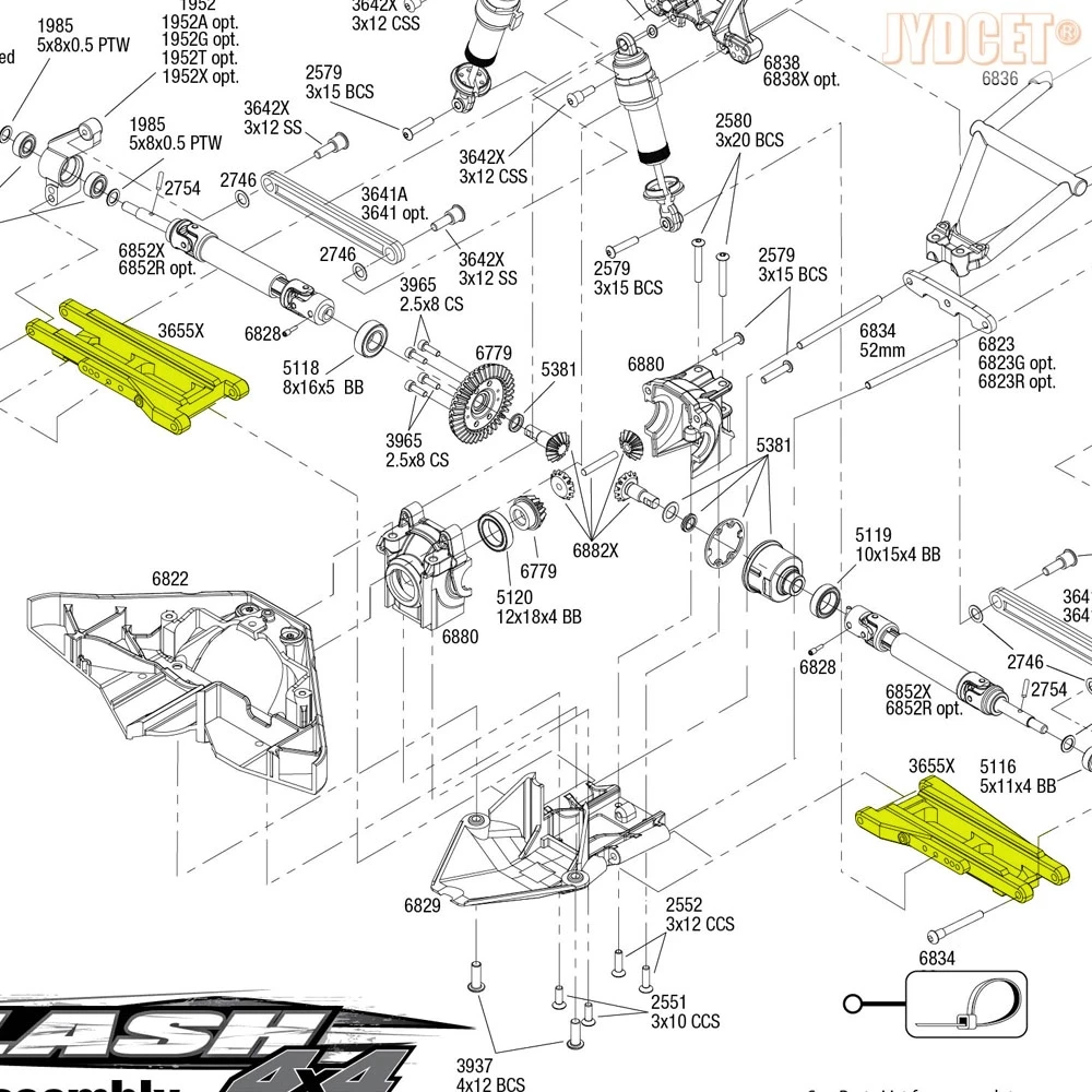 Алюминиевые передние/задние нижние подвесные штампы # 3655X для RC 1/10 Traxxas Slash 4x4