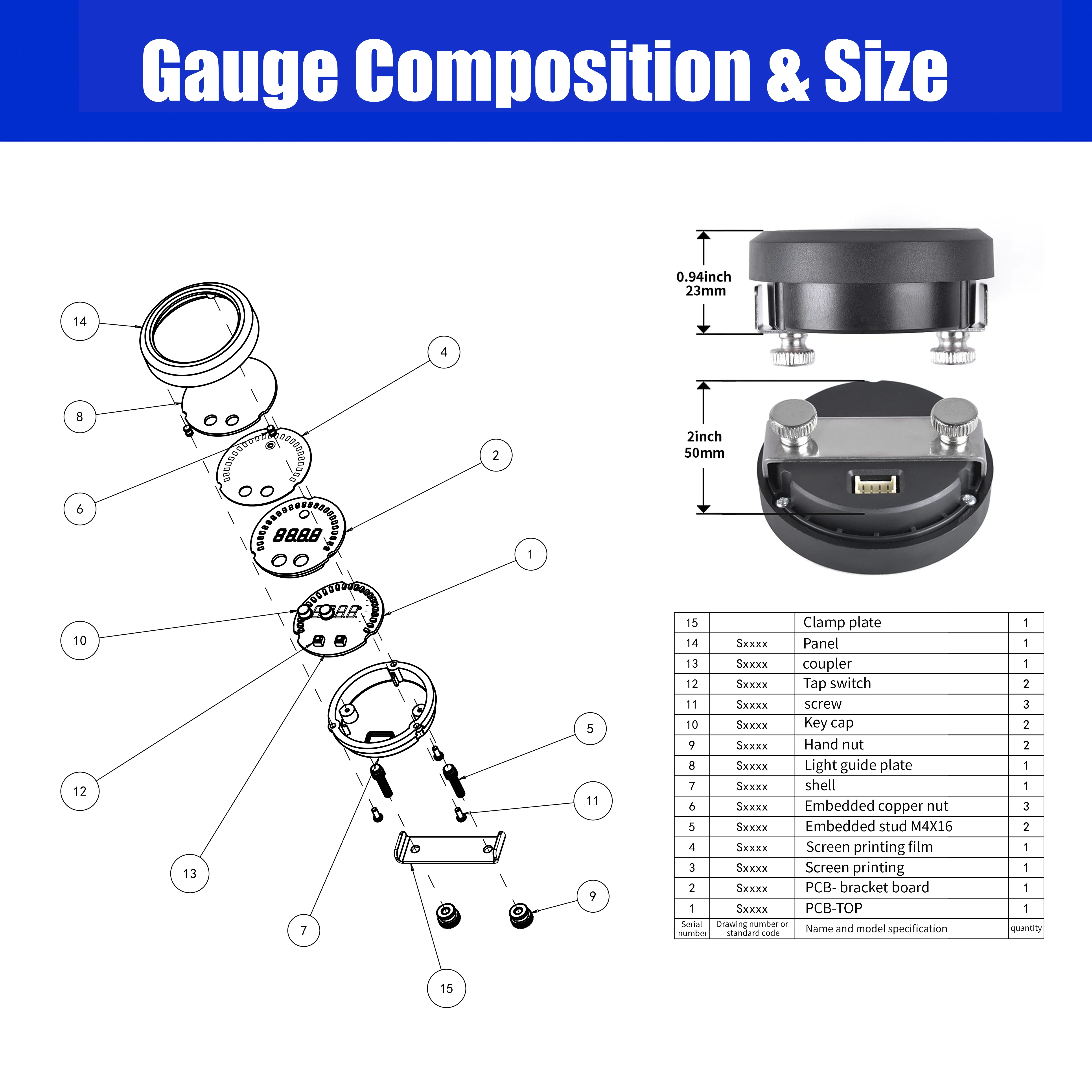 52 мм AFR черный циферблат измеритель соотношения воздуха и топлива Набор для