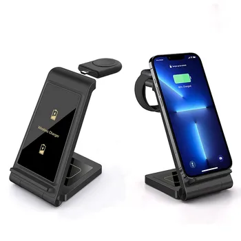 15W Wireless Charger 3 in 1 Stand Foldable for iPhone 14 13 12 11 XS XR X 8 Apple Watch Airpods Pro Fast Charging For iWatch 7 6 1