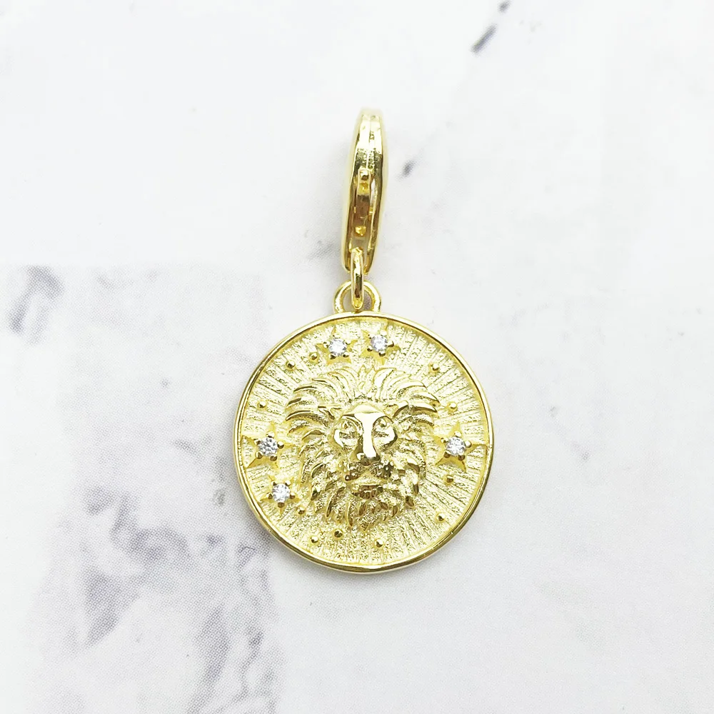Кулон золотистый с 12 созвездиями из серебра 925 пробы