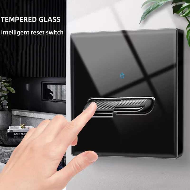 Настенный выключатель из закаленного стекла Европейская розетка самосброс