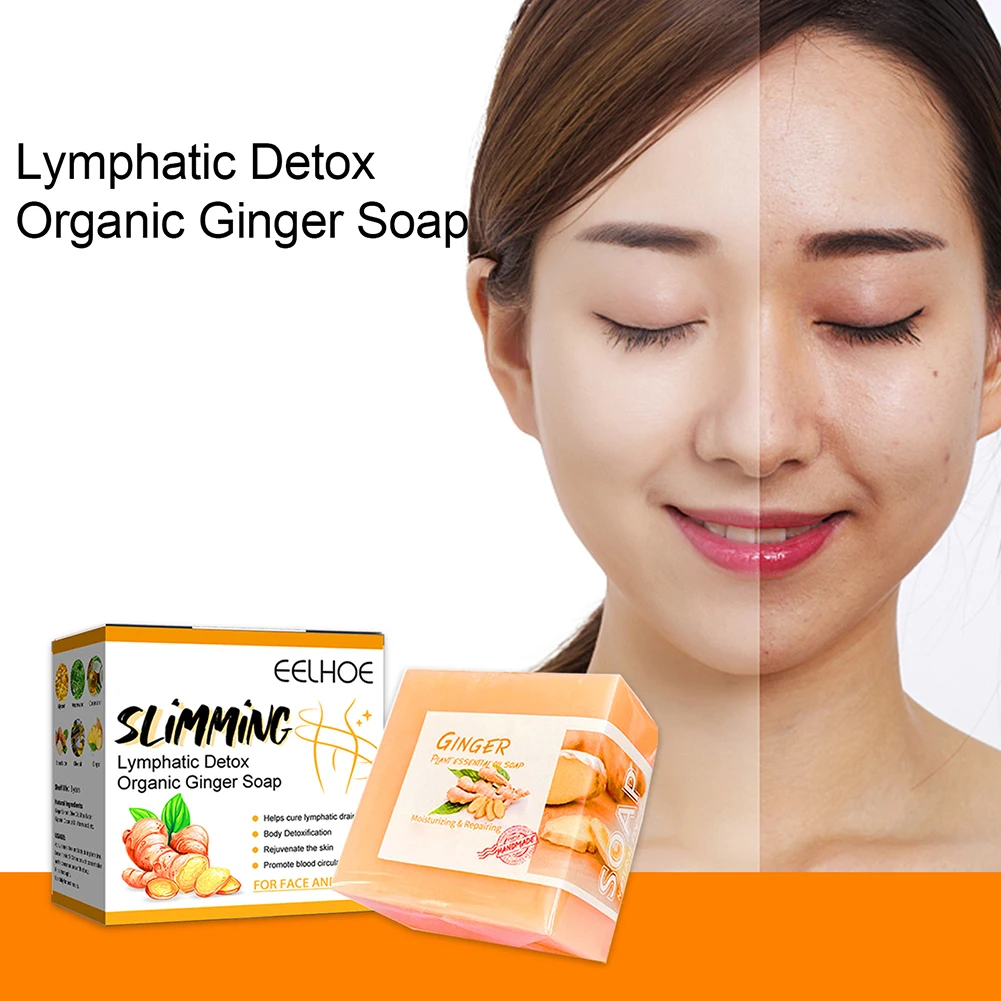 

Organic Ginger Soap Lymphatic Detox Oil-control Acne Treatment Shower Cleanser Moisturizing Health Care Tools Pain Relief