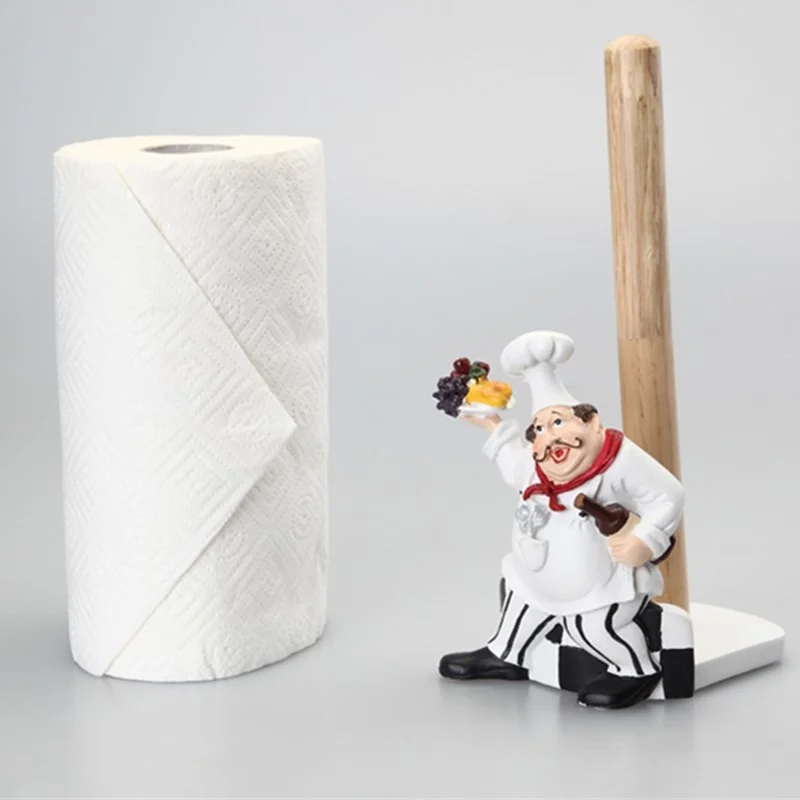 

Decoration Home Art Crafts Kitchen Seat Type Paper Tissue Rolls Holder Box Dinning Room Chef Human Resin Tissue Canister R2015