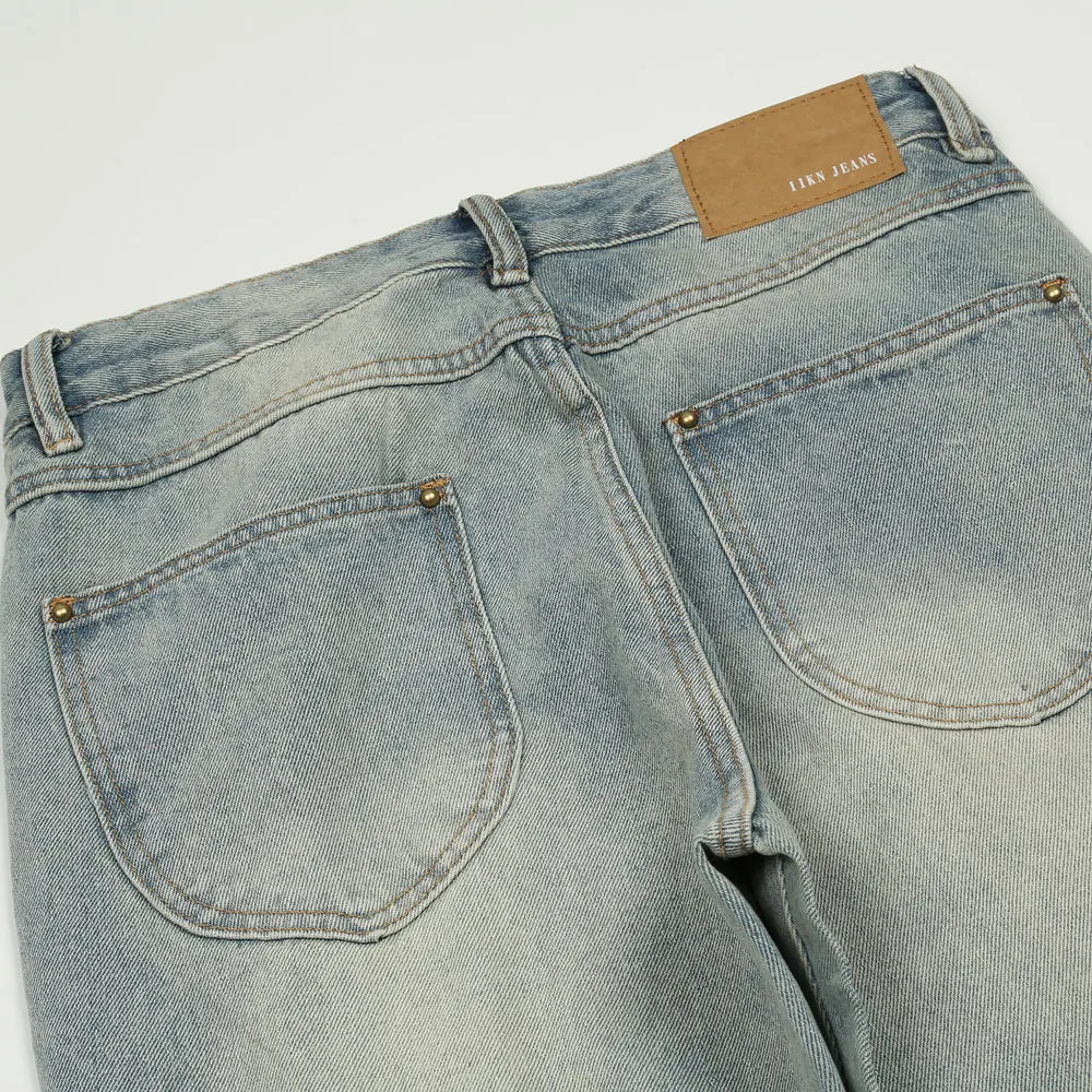 New Fashion Solid Color Washed Jeans Men Ins High Street Trend Loose Straight Denim Pants Trousers Tide Brand Casual Pants