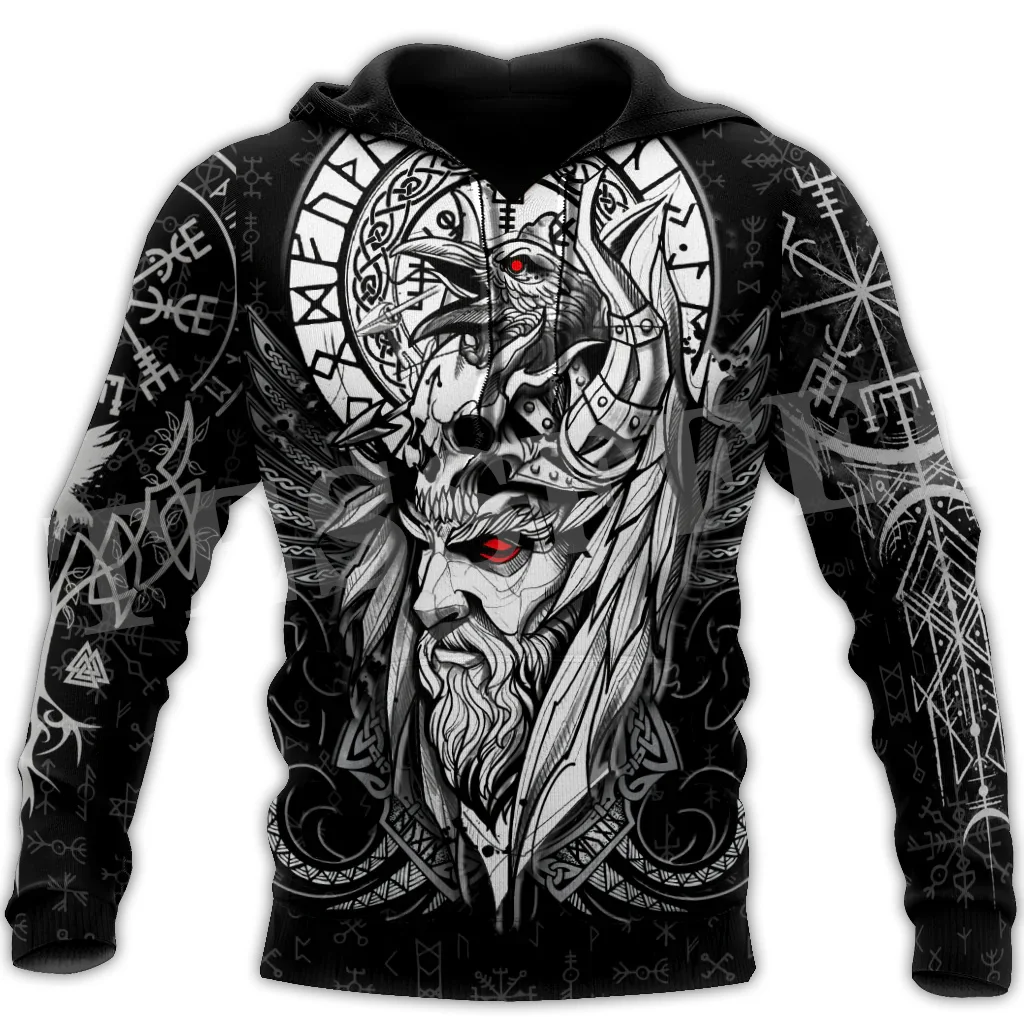 

Custom Name Vikings God Odin Tattoo Warrior Nordic Mythology 3DPrint Harajuku Tracksuit Streetwear Casual Funny Jacket Hoodies L