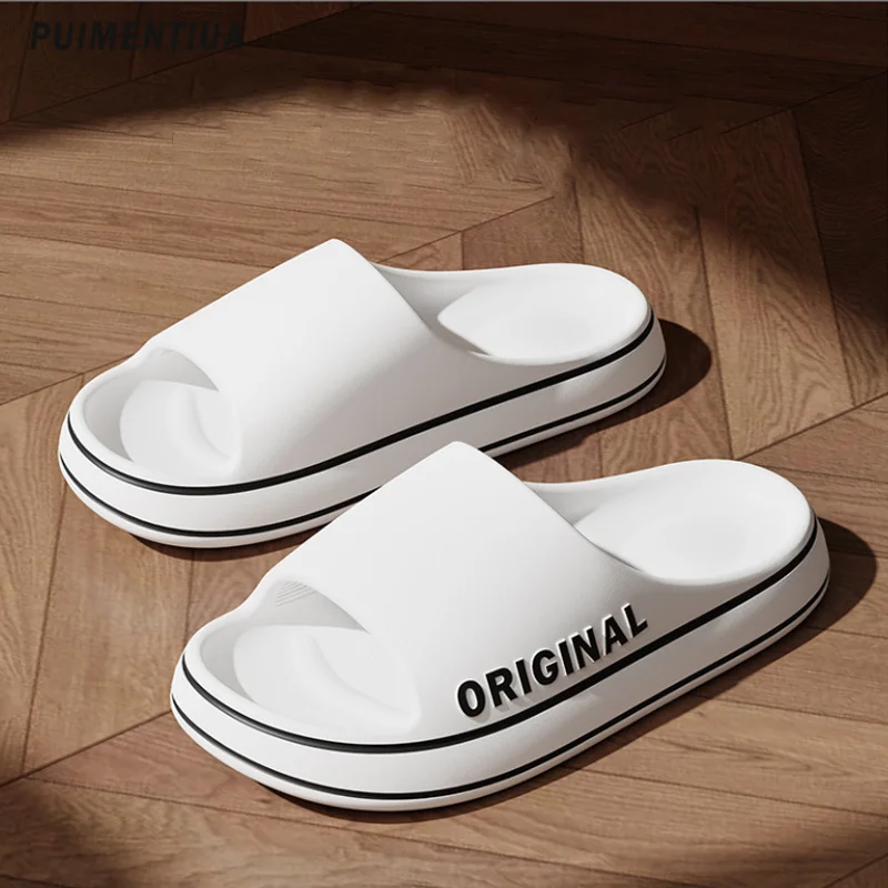 

Indoor Outdoor Men Trend Slippers Summer 2023 New Eva Soft Bottom Cloud Slides Light Beach Shoes Male Sandals Thick Sole Slides