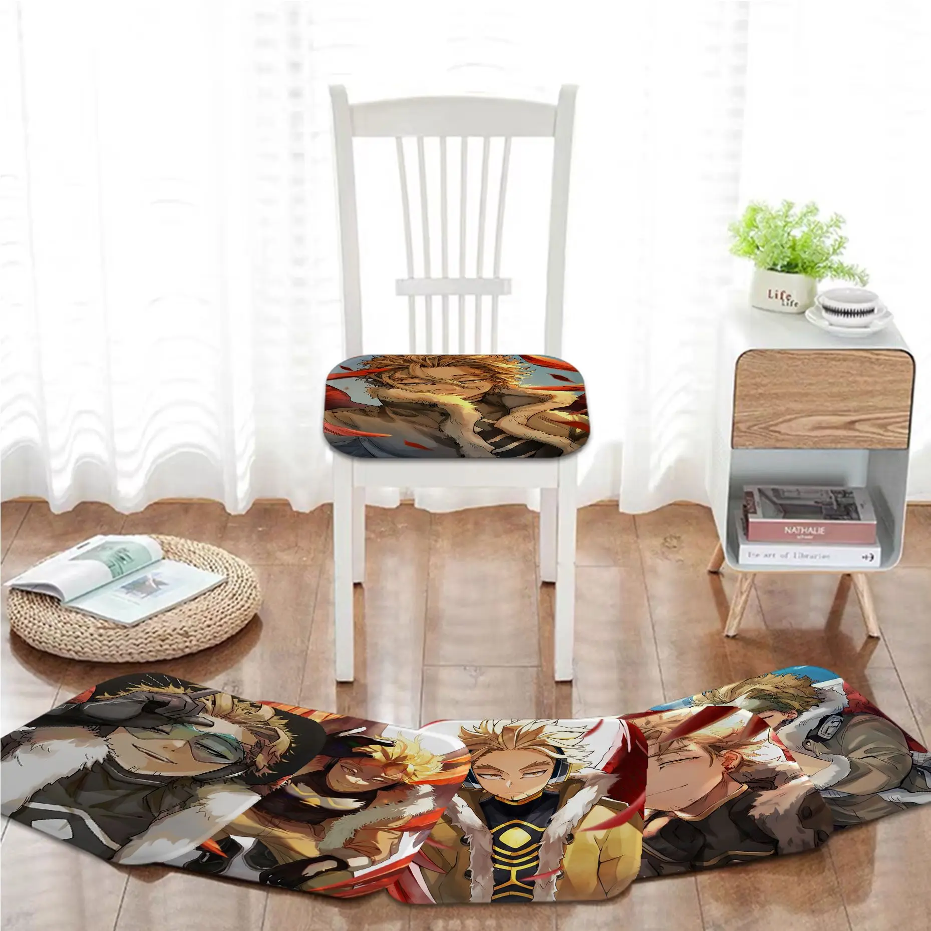 

Anime My Hero Academia Hawks Round Fabric Cushion Non-slip Living Room Sofa Decor Students Stool Office Cushions Home Decor
