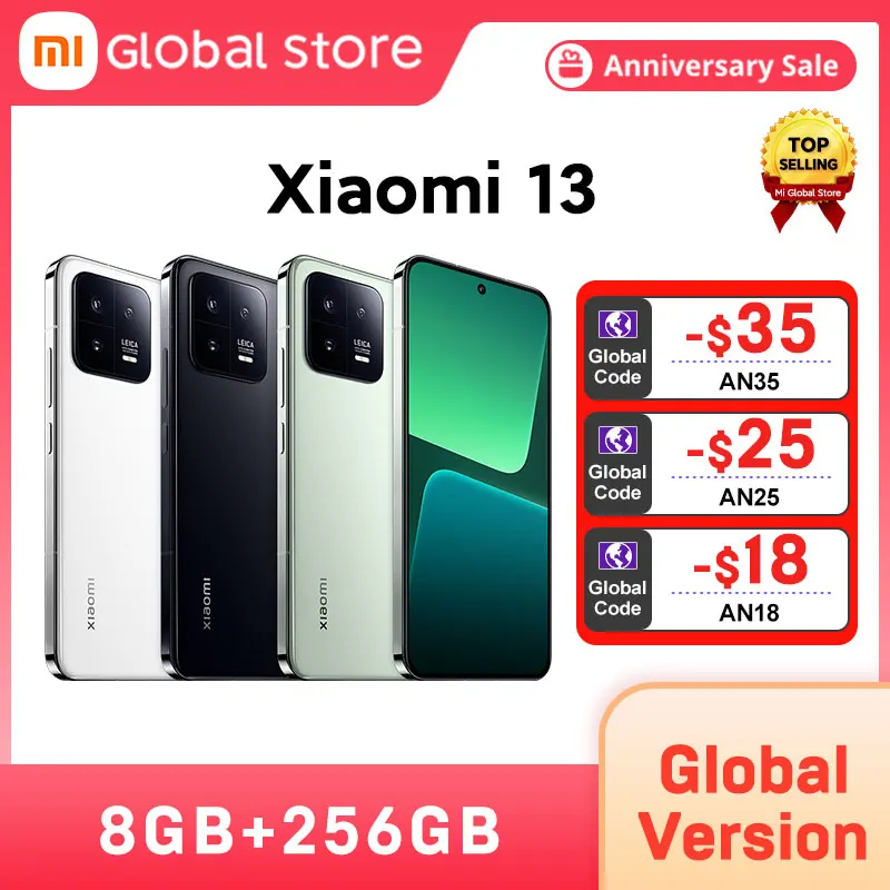 Global Verison Xiaomi 13 Smartphone Snapdragon 8 Gen 2 120Hz 6.36'' AMOLED Display 67W Charger WIFI 7 Capability