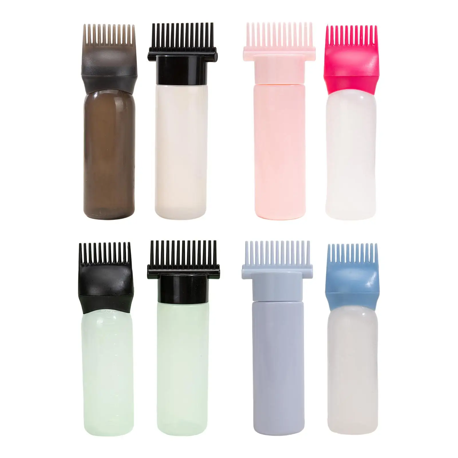 

2x Root Comb Applicator Bottles Hairdressing Styling Tool Empty Hair Dye Bottle Applicator Brushes for Home Salon Barbershop