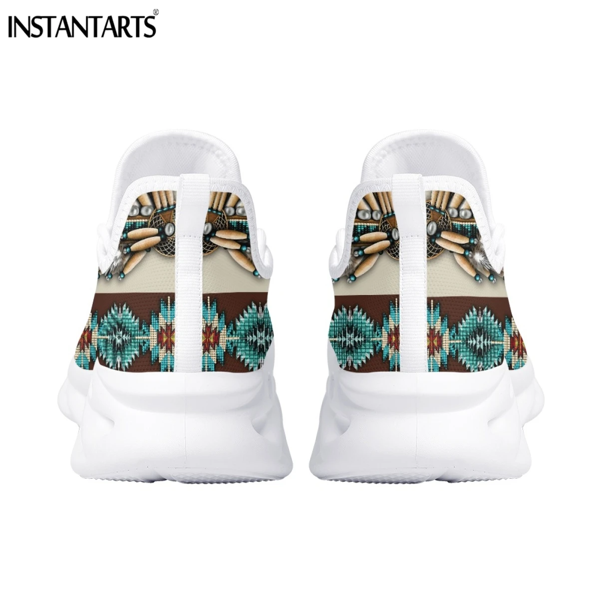 INSTANTARTS Ethnic Tribal Aztec Platform Shoes for Women Casual Mesh Shoes Dreamcatchers Print Breathable Lace up Mesh Sneakers