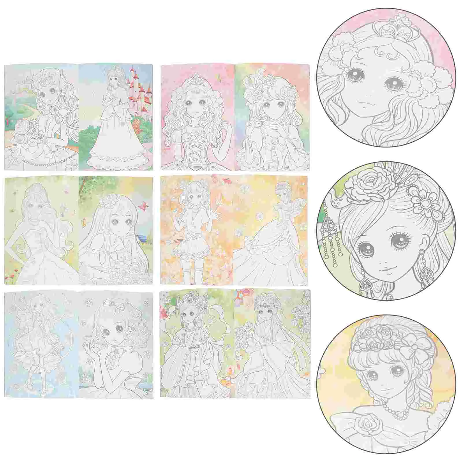 

6 Books Coloring Kids Crayon Album Princess Paper Doodle Crayons Child Painting
