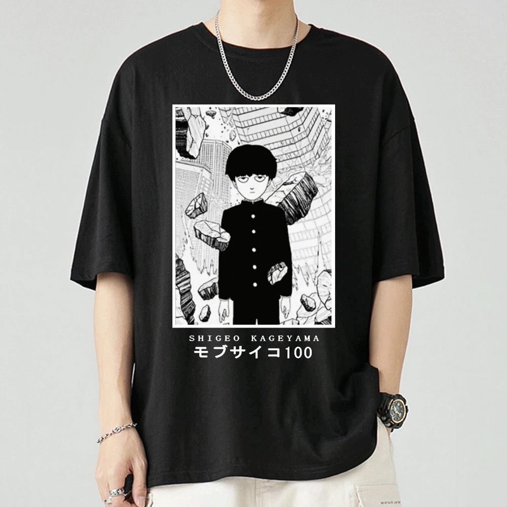 

Japanese Anime Mob Psycho 100 Print T-shirt Manga Shigeo Kageyama Graphics T Shirts Men's Women's Harajuku Oversize T Shirt Tops