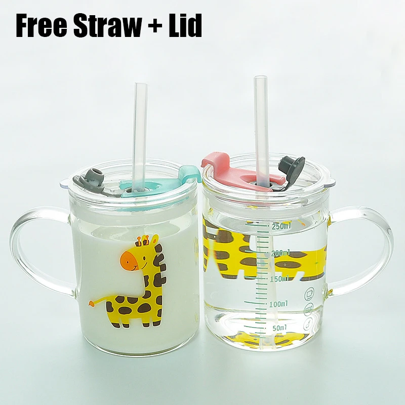 

Стакан детский, 250 мл, с рисунком животных, с соломинкой и крышкой