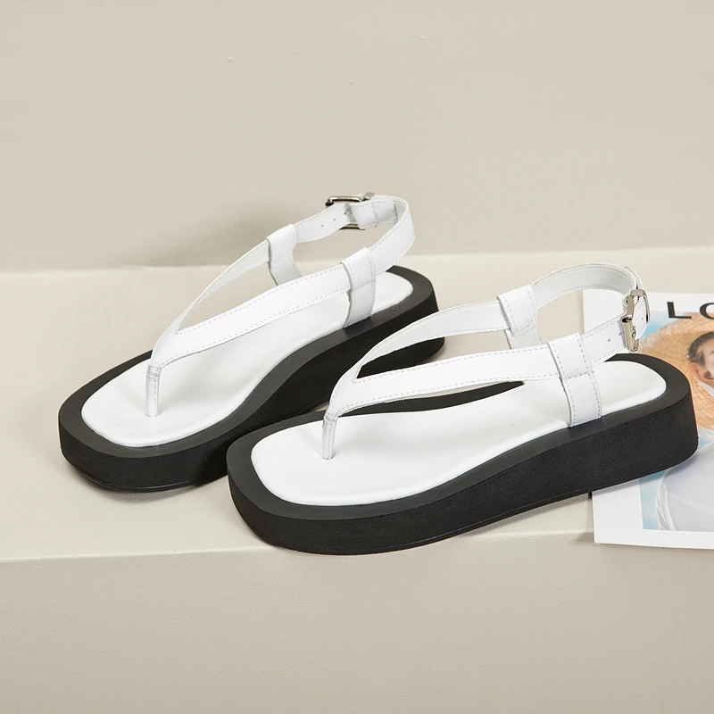 AIYUQI Flip-toe Sandals Women Genuine Leather 2023 Summer New Flat Roman Sandals Women Large size 41 42 43 beach sandals women