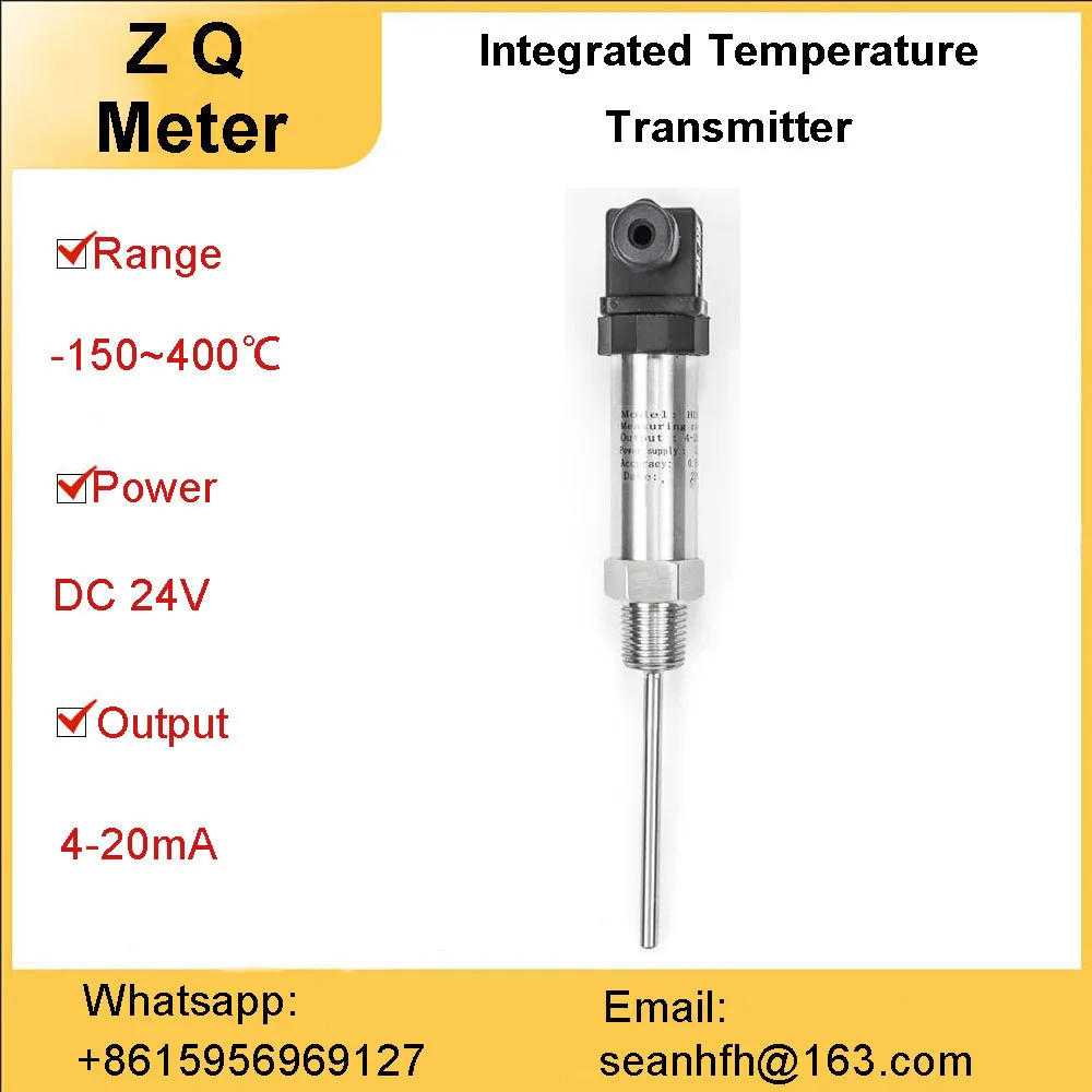 

Integrated G1/2 PT100 Pt1000 Temperature Sensor High Accuracy 4-20ma Temperature Transmitter Customizable probe