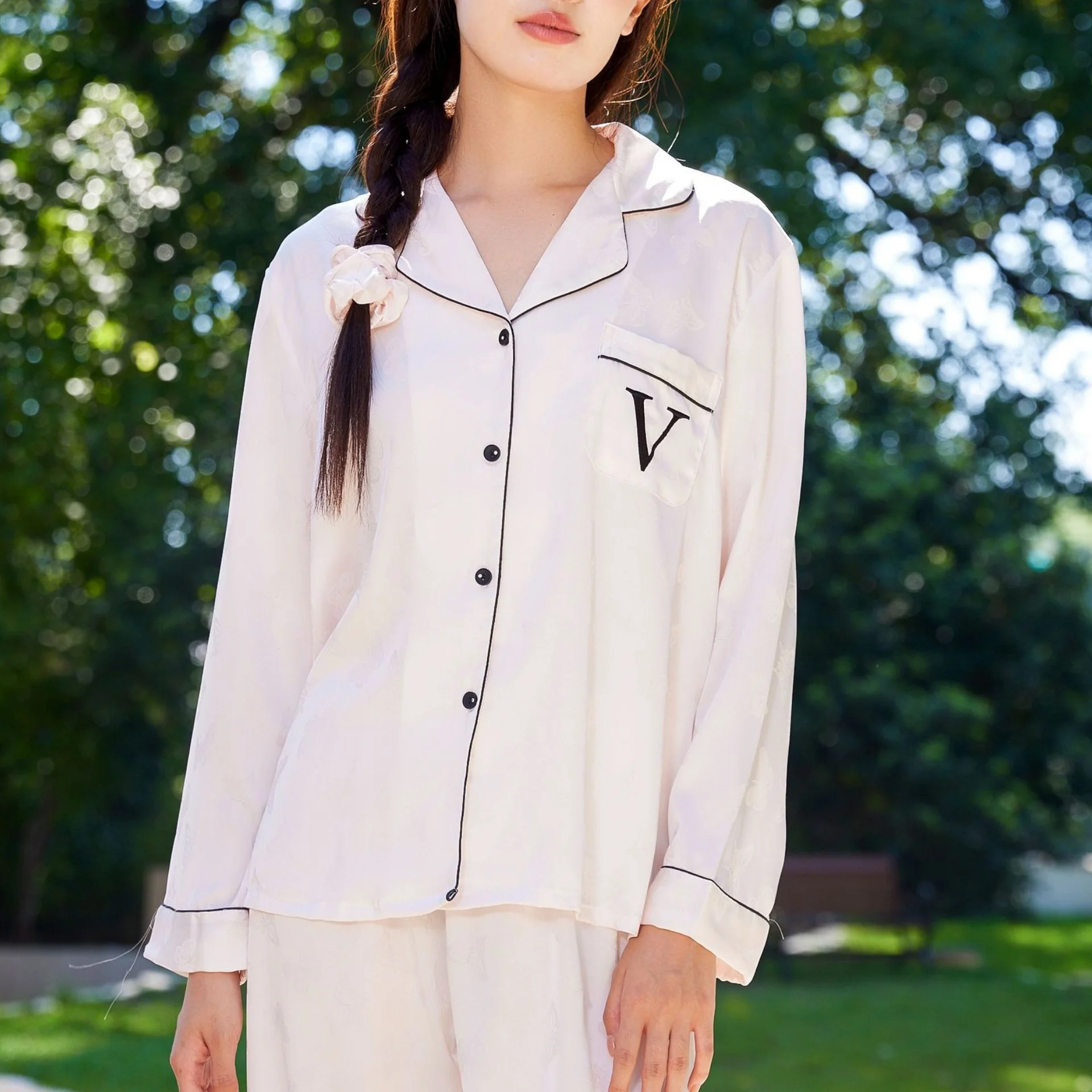 Жаккардовая женская одежда для сна с бабочкой пижамный комплект из 2 предметов