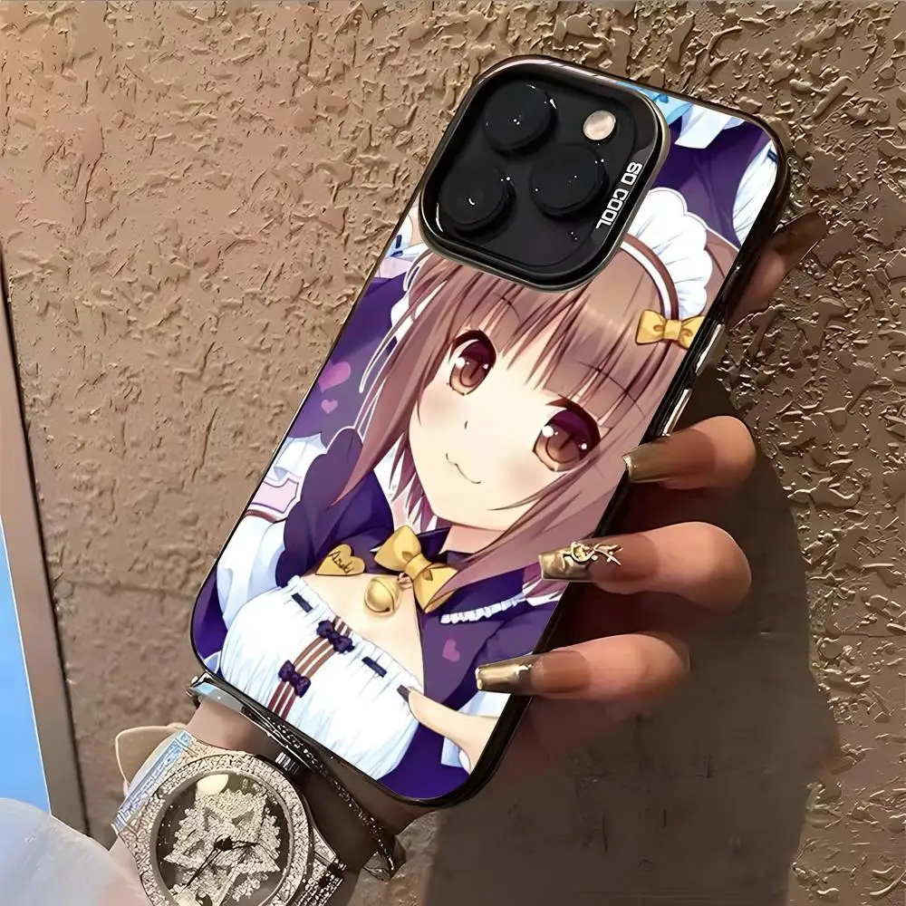 Фото Чехол для телефона NEKOPARA Azuki, серебристый корпус, для iPhone 18, 17, 16, 15, 14, 13, 12, 11 Pro Max Plus. №4