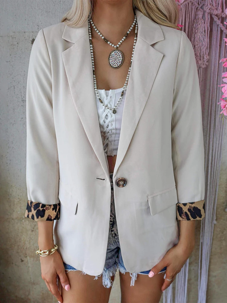 

Блейзер Женский с леопардовым принтом, модный пиджак с длинным рукавом, пальто, топ, элегантная офисная куртка, деловой пиджак, весна-осень