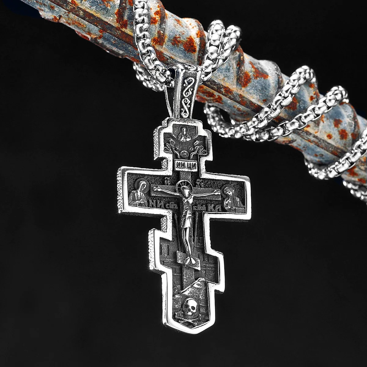 

Jesus Cross Religion Stainless Steel Men Women Necklaces Pendants Chain Punk Trendy Amulet Jewelry Creativity Gift Wholesale